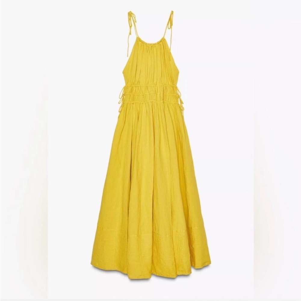 🔥🔥zara yellow zw collection linen dress - Picture 5 of 5